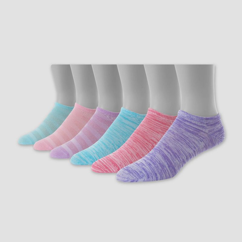 Hanes Premium Girls' 6pk No Show Socks - Colors May Vary, 3 of 5