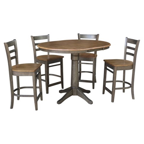 36 Cane Round Extendable Dining Table, Round Extendable Dining Table Counter Height