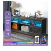 Farmhouse TV Stand for 65 Inch TVs, LED Entertainment Center with Cabinets, Power Outlet , Media Console for Living Room,Dark Rustic Oak - 3 of 4
