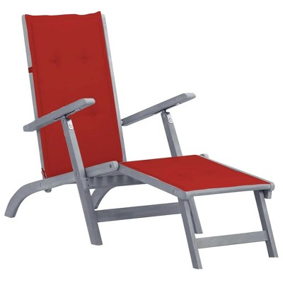 vidaXL Deckchair, Patio Lounge Chair with Adjustable Backrest, Folding Sunlounger with Cushion