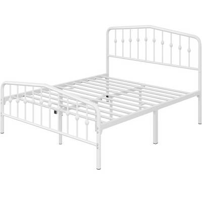 Yaheetech Modern Metal Bed Frame With Arched Headboard, White(queen ...