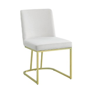 19" Zazie Dining Chair Beige Velvet and Gold Finish - Acme Furniture: Upholstered, Armless, Wood Composite Frame - 1 of 4