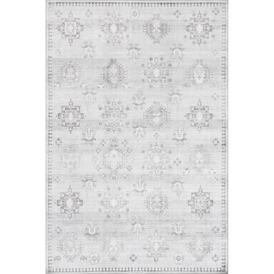 Light Grey Rectangular Synthetic Washable Area Rug