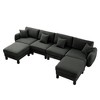 Boucle U-Shaped 4-Seater Sectional Sofa with Shell Armrests & 2 Ottomans - 3 of 4
