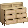 6 Drawer LED Storage Cabinet with USB/AC Charging, Anti-Tip Design & Rattan Drawers, Adjustable Lighting for Bedroom, Living Room, Hallway - 4 of 4