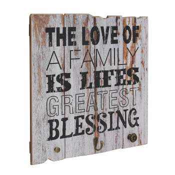 15.7" x 15.7" Rustic Wooden Love of Family Wall Art Light Gray - Stonebriar Collection