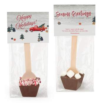 Hot Chocolate Stirrers with Marshmallow, Edible Milk and Dark Chocolate  Spoons, Made with Belgium Chocolate, 6 Count