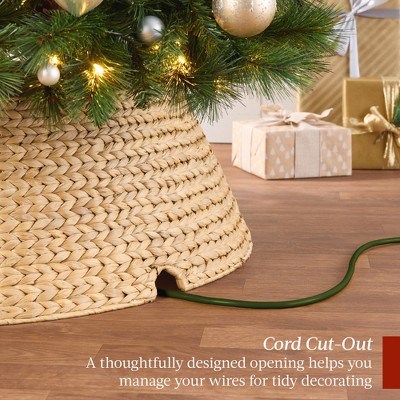 Natural Woven Hyacinth Christmas Tree Collar, 36 Inches