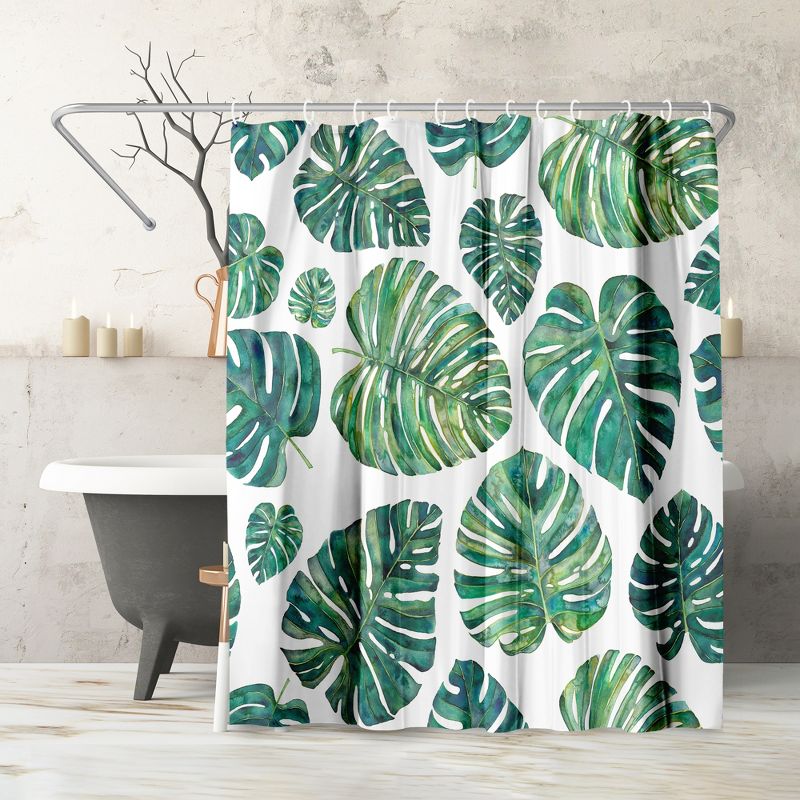 Americanflat 71" x 74" Shower Curtain, Tropical Leaves by Elena O'Neill, 1 of 9