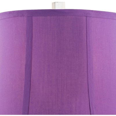 Brushed Nickel Table Lamp with Purple Fabric Shade and Acrylic Gems