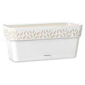 Deroma 6.7 in. H X 20 in. W X 7.09 in. D Resin Leaves Balcony Planter White - 1 of 1
