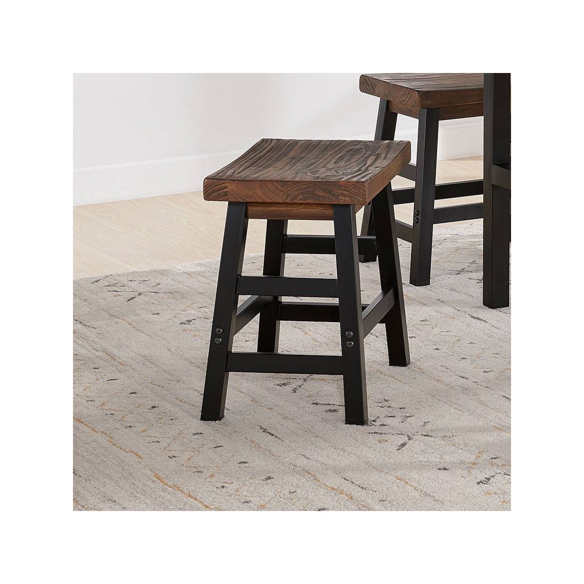 Alaterre Furniture 20" Counter Height Barstool Hardwood Brown : Solid Square Backless, Fixed Seat - thumbnail 2