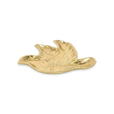 HomeRoots 7" Gold Cast Iron Dove Handmade Trinket Tray