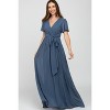 PinkBlush Blue Chiffon Short Sleeve Maternity Maxi Dress - 4 of 4