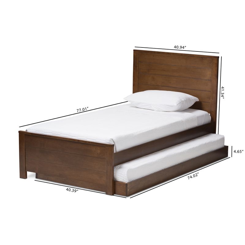 Twin Catalina Modern Classic Mission Style Finished Wood Platform Bed with Trundle - Baxton Studio, 4 of 13