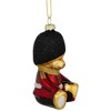 Northlight Glittered Teddy Bear Soldier Glass Christmas Hanging Ornament - 4" - Red and Black - 4 of 4