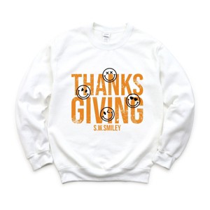 S.W.Smiley Thanksgiving Distressed - Women's Graphic Sweatshirt - 1 of 4