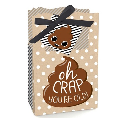 Big Dot of Happiness Oh Crap, You're Old - Poop Birthday Party Favor Boxes - Set of 12