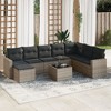 vidaXL 9 Piece Patio Sofa Set with Cushions Gray Poly Rattan - With Table - 2 of 4