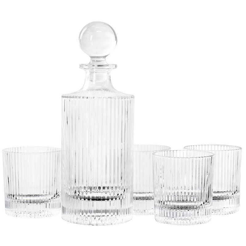 Gibson Home Acropolis 5 Piece Decanter and Double Old Fashioned Glasses Set, 1 of 8