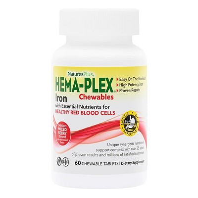 HEMA-PLEX Iron Mixed Berry by Nature's Plus  -  60 Chewable Tablets