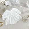 MyKids-Usa Arrival Baby Girls Long Sleeves Solid Color Bows and Flowers Embroidered Bodysuits Onesies - 2 of 4