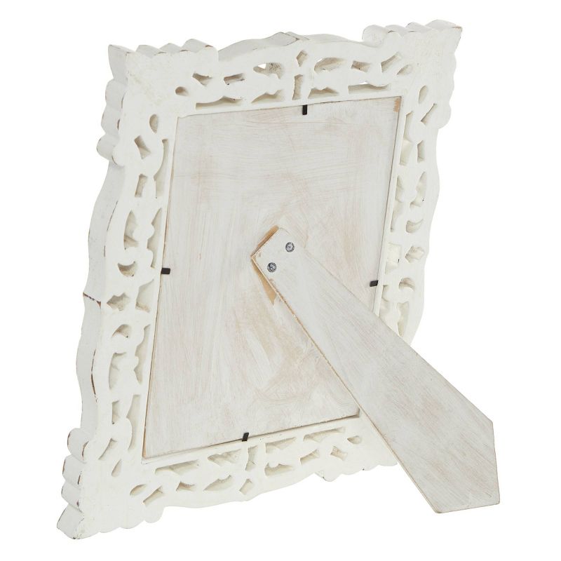 Mango Wood Scroll Handmade Intricate Traditional Carved 1 Slot Photo Frame White - Olivia & May, 5 of 6