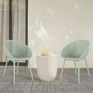 Set of 2 All-Weather Armchairs with Comfortable Backrest, Indoor Outdoor Armchairs, PP Patio Accent Chairs for Living Room or Beach–The Pop Home - 1 of 4