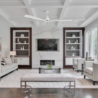 52" Matte White Ceiling Fan with Remote Control and Reversible Blade