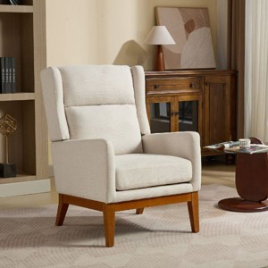 CAVINAS 26.18" Wide Modern Accent Chair, Upholstered High Back Armchair with Walnut Wood Legs, for Living Room, Bedroom - 1 of 4