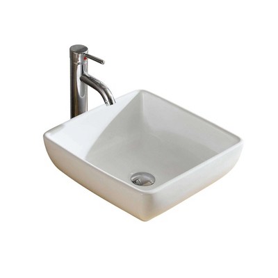 White Ceramic Square Vessel Bathroom Sink
