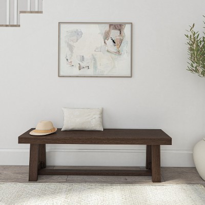 Walnut Wirebrush 60" Solid Wood Farmhouse Dining Bench