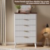 Fluted Dresser for Bedroom with 5 Deep Drawers, 47.2" Tall Chest of Drawers, Curved Profile Design - 4 of 4