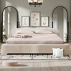 King Size White Boucle Upholstered Platform Bed Engineered Wood Frame Bed with 600lb Capacity - 2 of 4