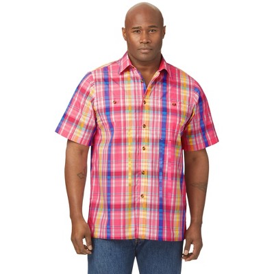 KingSize Men's Big & Tall Short-Sleeve Plaid Sport Shirt