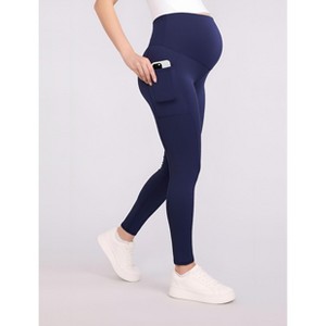 Women's Over the Belly Side Pocket Active Maternity Leggings | Motherhood Maternity - 1 of 4