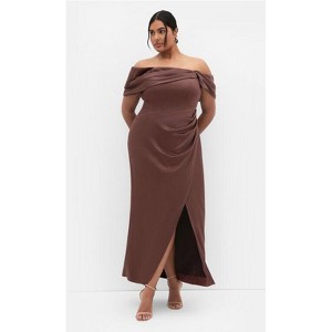 Women's Plus Size Paloma Off Shoulder Maxi Dress - raisin | CITY CHIC - 1 of 4
