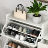 Vynxaria Bohemia Style Shoe Cabinet - 3 Rattan Flip Drawers, 3 Shelves, 1 Storage Drawer, and Hooks for Hallway/Entryway Organization (Antique White). - 4 of 4