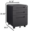 3 Drawer File Cabinet with Lock, Mobile Metal Vertical Filing Cabinet, Under Desk Storage Cabinet with Wheels, Fit Letter/A4/Legal Size File - 3 of 4