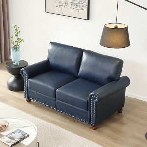 GDFStudio Coverdale Modern 59.5" Wood and Faux Leather Upholstered Loveseat With Nailhead Trim - 1 of 4
