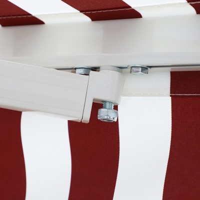 Red and White Stripe 120'' x 96'' Retractable Patio Awning