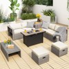 Tangkula 9 PCS Patio Furniture Set with 42" 60,000 BTU Fire Pit Outdoor Space-Saving Sectional Sofa Set with Storage Box Black/Gray/Navy/Red/Turquoise/Off White - 3 of 4