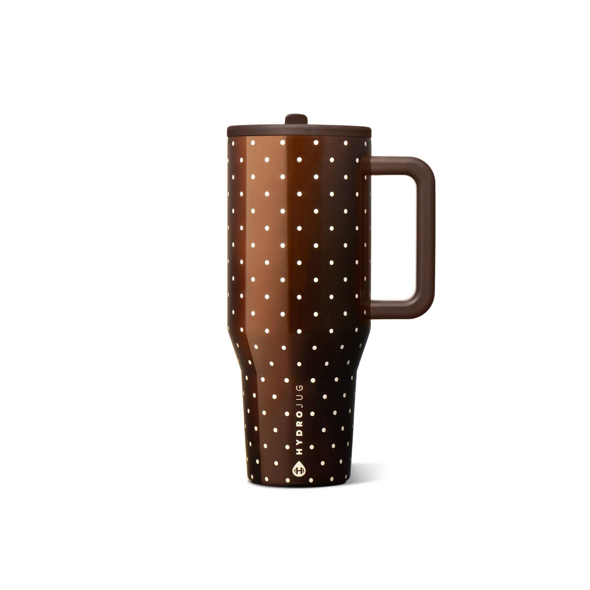 HydroJug 32oz Traveler Straw Tumbler Brown Polka Dot Chrome Shimmer