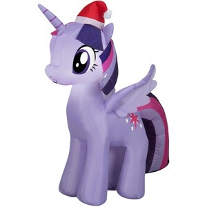 Gemmy Christmas Airblown Inflatable Twilight Sparkle with Santa Hat, 3.5 ft Tall, Purple - 1 of 4