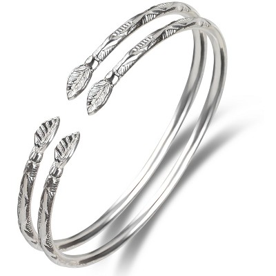Better Jewelry, Leaf .925 Sterling Silver West Indian Bangles, 1 pair