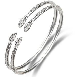 Better Jewelry, Leaf .925 Sterling Silver West Indian Bangles, 1 pair - 1 of 4