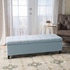 Okak Modern Storage Ottoman Bench with Birch Wood Legs Soft Upholstered Storage Footrest Stool for Living Room Entryway Bedroom End of Bed, Light Blue - 2 of 4