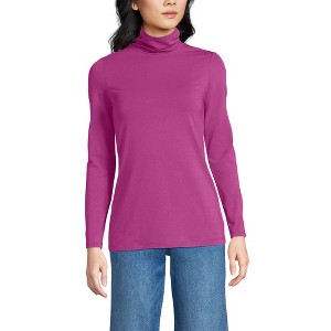 Lands' End Women's Lightweight Jersey Skimming Long Sleeve Turtleneck - 1 of 3