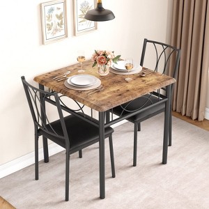 3-Piece Dining Room Table Set Kitchen Table for 2 Wooden Kitchen Table and Chair Set - 1 of 4