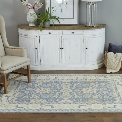Anatolia Light Blue and Beige Wool Blend Area Rug 3'3" x 5'